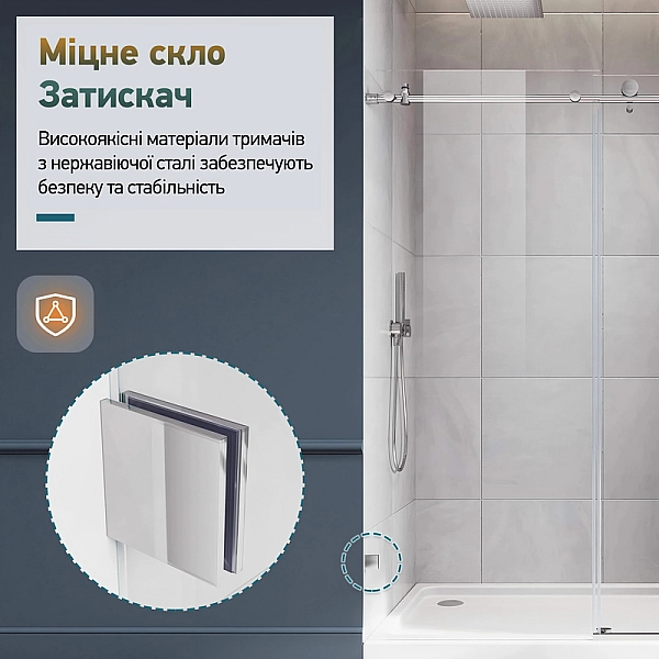 Душова кабіна без піддону Koer SR SC07-120x90x200-TR-01 прозоре скло Easy Clean 8мм, хром (KR5370) - Фото - 10