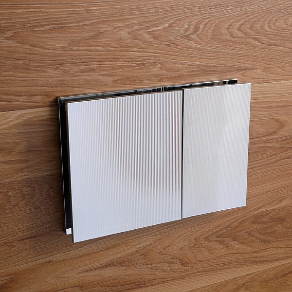 Панель змиву Koer KT-0610-STR-01 240x160x32mmmm пластикова, кнопка квадратна (колір хром з лінійною структурою) (KR6147) - Фото - 4
