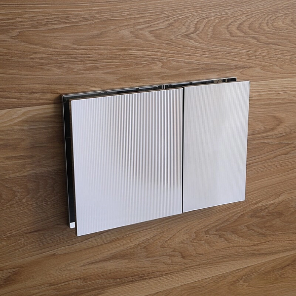 Панель змиву Koer KT-0610-STR-01 240x160x32mmmm пластикова, кнопка квадратна (колір хром з лінійною структурою) (KR6147) - Фото - 3