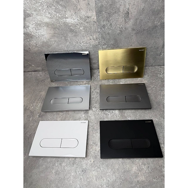 Панель змиву Koer KT-0608-12 240x160x10mm пластик., кнопка закруглена (колір матове золото) (KR6126) - Фото - 2