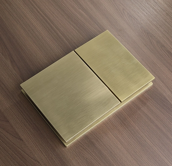 Панель змиву Koer KT-0610-12 240x160x32mmmm пластикова, кнопка квадратна (колір матове золото) (KR6137) - Фото - 2