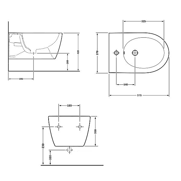 Биде подвесное Qtap Robin 515x370x350 мм, Marble QT13551381GMR - Фото - 2