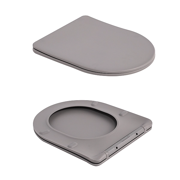 Унітаз підвісний Robin Ultra Quiet 490×365×325 мм, Stone Grey, з сидінням Slim Duroplast / Soft-close / Quick Release QT13332381АSSG Qtap - Фото - 8