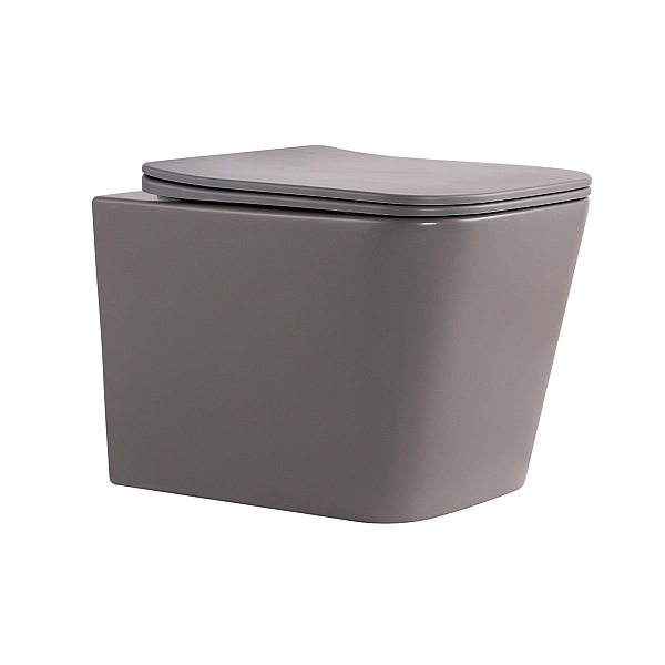 Унитаз подвесной Tern Ultra Quiet 490×365×325 мм, Stone Grey, с сиденьем Slim Duroplast / Soft-close / Quick Release QT17332303ASSG Qtap