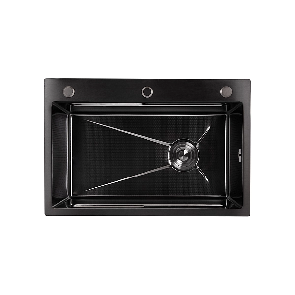 Мойка для кухни интегрированная Lidz Handmade H6845HB Decor Black PVD Honeycomb 3,0/1,0 мм LDH6845HDECBLM49445 - Фото - 3