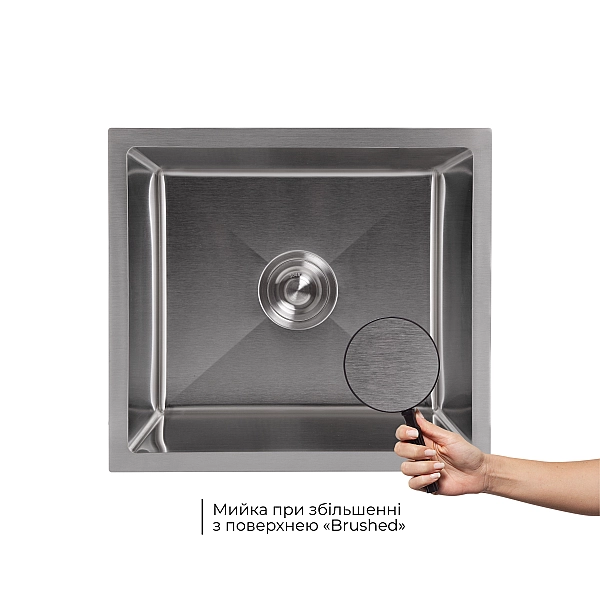 Мийка для кухні інтегрована під стільницю Lidz Handmade H4843 Brushed Steel 3,0/1,0 мм LDH4843BRU49441 - Фото - 3