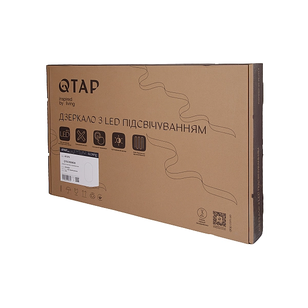 Дзеркало Qtap Scorpio (SC1) з LED-підсвічуванням Touch, з антизапотіванням, з димером, рег. темп. кольору (3000-6500K) Black QTSC500800 - Фото - 11