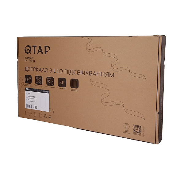 Зеркало Qtap Scorpio (SC1) с LED-подсветкой Touch, с антизапотеванием, с диммером, рег. темп. цвета (3000-6500K) Black QTSC500900 - Фото - 11