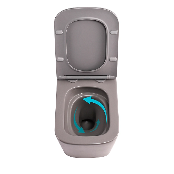 Унітаз підвісний Qtap Tern Ultra Quiet 520×345×325 мм, Stone grey, з сидінням Slim Duroplast / Soft-close / Quick Release QTTER26SG49000 - Фото - 6