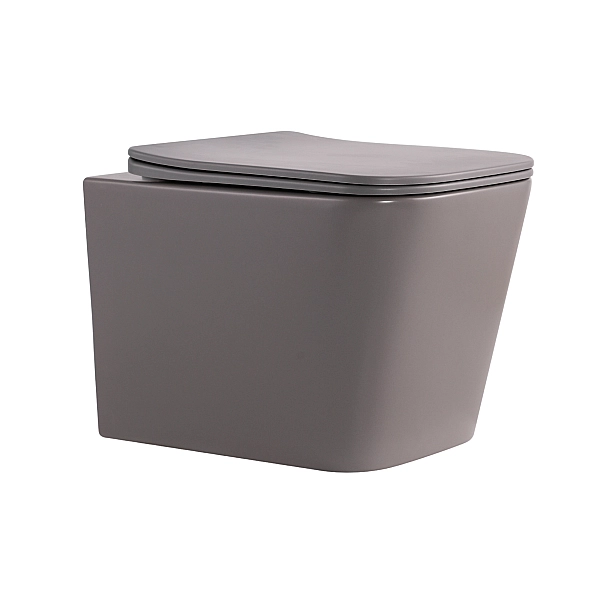 Унітаз підвісний Qtap Tern Ultra Quiet 520×345×325 мм, Stone grey, з сидінням Slim Duroplast / Soft-close / Quick Release QTTER26SG49000