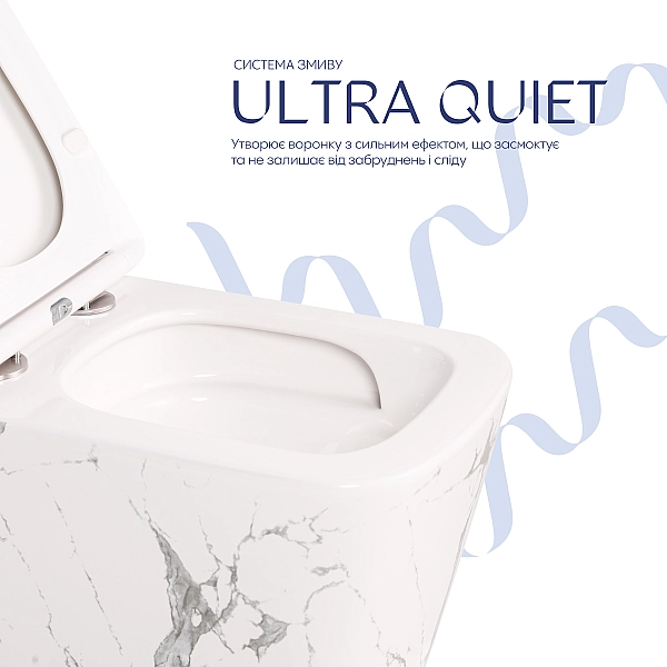 Унітаз підвісний Qtap Tern Ultra Quiet 520×345×325 мм, Marble, з сидінням Slim Duroplast / Soft-close / Quick Release QTTER26MR49002 - Фото - 5
