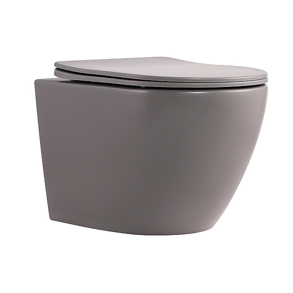Унітаз підвісний Qtap Robin Ultra Quiet 520×365×340 мм, Stone grey, з сидінням Slim Duroplast / Soft-close / Quick Release QTROB26SG48996