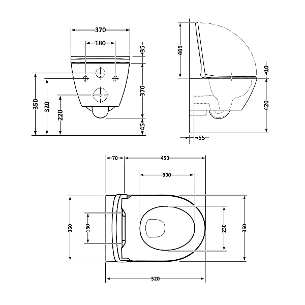Унітаз підвісний Qtap Robin Ultra Quiet 520×365×340 мм, Anthracite, з сидінням Slim Duroplast / Soft-close / Quick Release QTROB26AN48995 - Фото - 2