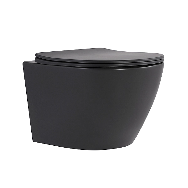 Унітаз підвісний Qtap Robin Ultra Quiet 520×365×340 мм, Anthracite, з сидінням Slim Duroplast / Soft-close / Quick Release QTROB26AN48995