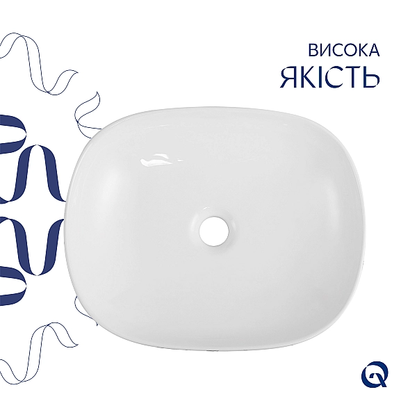 Раковина накладная Qtap Aquarius 470x380x120 мм, Marble, прямоугольная, с донным клапаном QTAQA188MR49782 - Фото - 4
