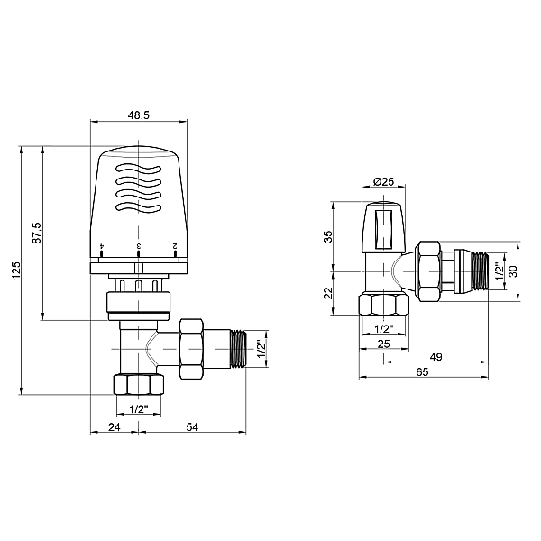 Термокомплект Icma 1/2" з антипротіканням кутовий №KIT_1100+774-940+805-940 - Фото - 2