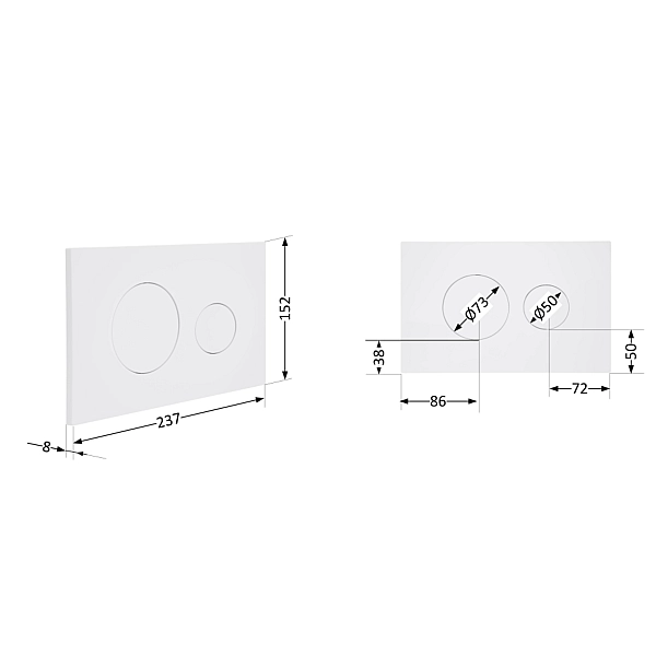 Клавіша змиву Qtap Standard 152x236x28 мм, White, кругла QTSTD164W49468 - Фото - 2