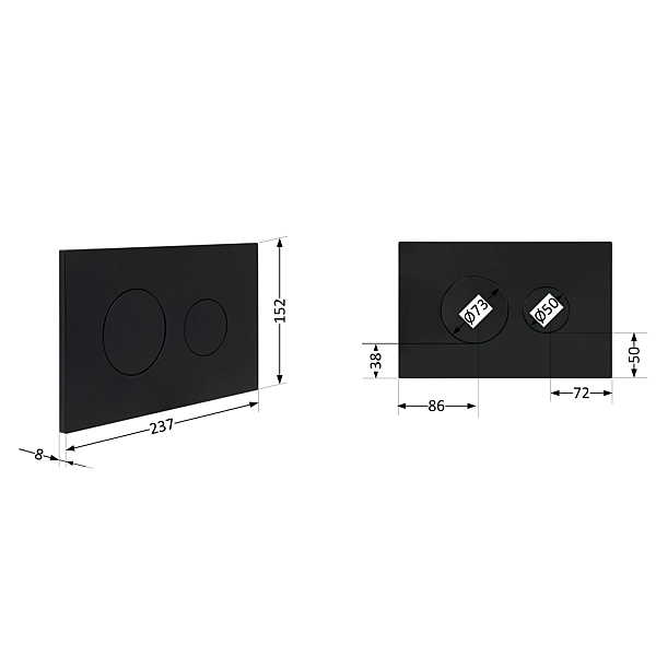 Клавіша змиву Qtap Standard 152x236x28 мм, Matt Black, кругла QTSTD164BLM49470 - Фото - 2