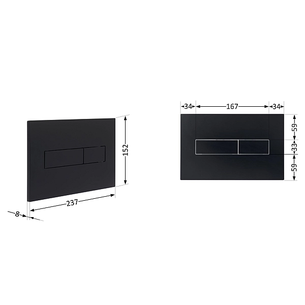 Клавиша смыва Qtap Standard 152x236x28 мм, Matt Black, линейная QTSTD164BLM49473 - Фото - 2