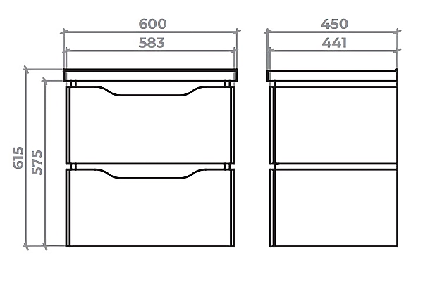 "Сакраменто" Тумба підвісна з ум. Глорія 60 2ш (сіра) - Фото - 3