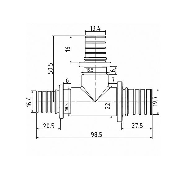 Трійник натяжний Icma №1039 d25х16х20 851039GXBOGW05 - Фото - 2
