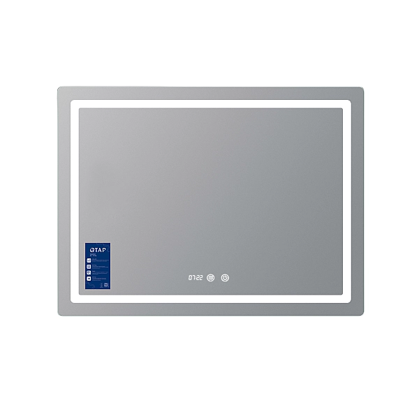 Дзеркало Qtap Mideya (MI2) 800х600 з годинником, з LED-підсвічуванням Touch, з антизапотіванням, димером, рег. яскравості QTMID80060049265 - Фото - 3