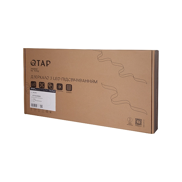 Зеркало Qtap Taurus HR1200 с LED-подсветкой Touch, с антизапотеванием, с диммером, рег. темп. цвета (3000-6500K) QTTAUHR1200 - Фото - 12