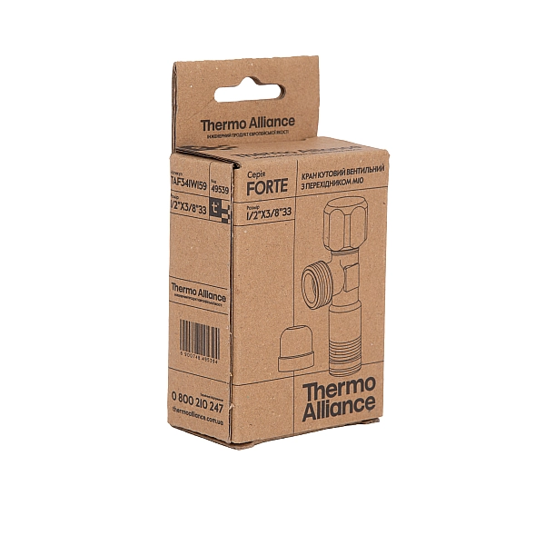 Кран кутовий Thermo Alliance Forte 1/2"Зх3/8"З з перехідником M10, хром TAF341W159 - Фото - 7