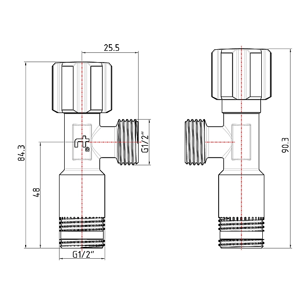Кран угловой Thermo Alliance Forte вентельный 1/2"НН, хром TAF341W1515 - Фото - 2