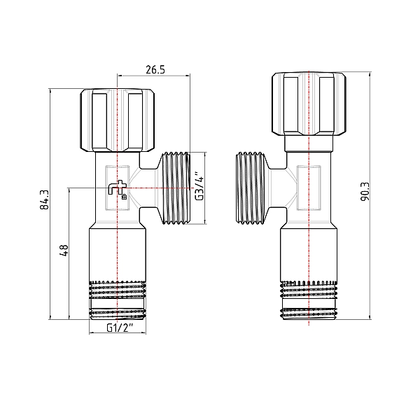 Кран кутовий Thermo Alliance Forte 1/2"З×3/4"З, хром TAF341W1520 - Фото - 2
