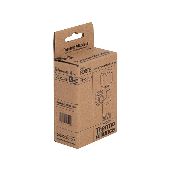 Кран кутовий Thermo Alliance Forte 1/2"З×3/4"З, хром TAF341W1520 - Фото - 7