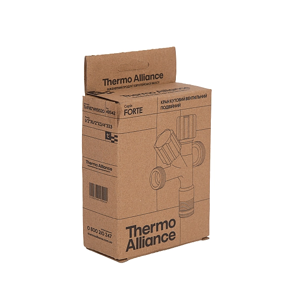 Кран кутовий подвійний  Thermo Alliance Forte 1/2"З х 1/2"З х 3/4"З, хром TAF187W151520 - Фото - 7