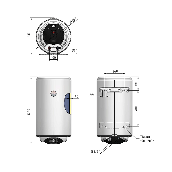 Электрический водонагреватель Thermo Alliance Spectra 200 л вертикальный, мокрий ТЕН 3,0 кВт, d 586 мм - Фото - 2