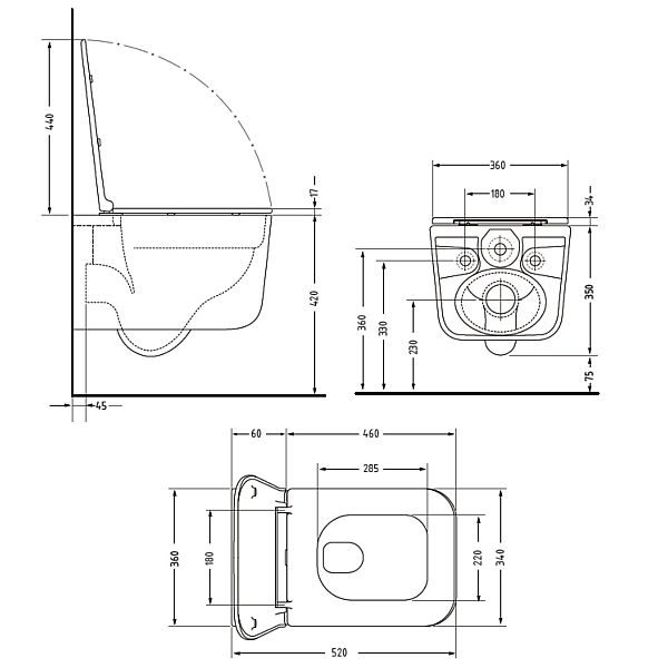 Унітаз підвісний Qtap Gemini Ultra Quiet 485×340×350 мм, Matt Black, з сидінням Slim Duroplast / Soft-close / Quick Release QTGEM28BLM50505 - Фото - 2