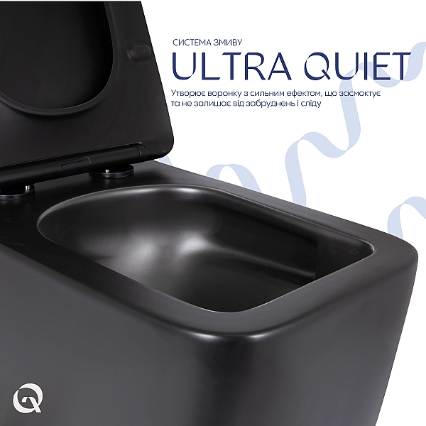 Унітаз підвісний Qtap Gemini Ultra Quiet 485×340×350 мм, Matt Black, з сидінням Slim Duroplast / Soft-close / Quick Release QTGEM28BLM50505 - Фото - 5
