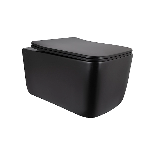 Унітаз підвісний Qtap Gemini Ultra Quiet 485×340×350 мм, Matt Black, з сидінням Slim Duroplast / Soft-close / Quick Release QTGEM28BLM50505