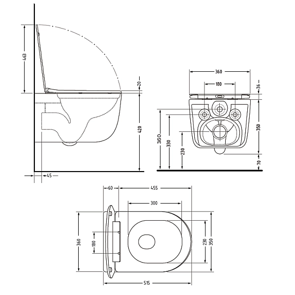 Унітаз підвісний Qtap Taurus Ultra Quiet 515×360×350 мм, Matt Black, з сидінням Slim Duroplast / Soft-close / Quick Release QTTAU28BLM50504 - Фото - 2