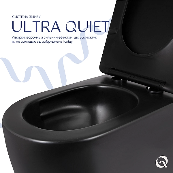 Унітаз підвісний Qtap Taurus Ultra Quiet 515×360×350 мм, Matt Black, з сидінням Slim Duroplast / Soft-close / Quick Release QTTAU28BLM50504 - Фото - 5