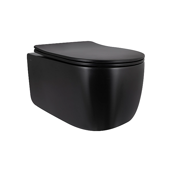 Унітаз підвісний Qtap Taurus Ultra Quiet 515×360×350 мм, Matt Black, з сидінням Slim Duroplast / Soft-close / Quick Release QTTAU28BLM50504