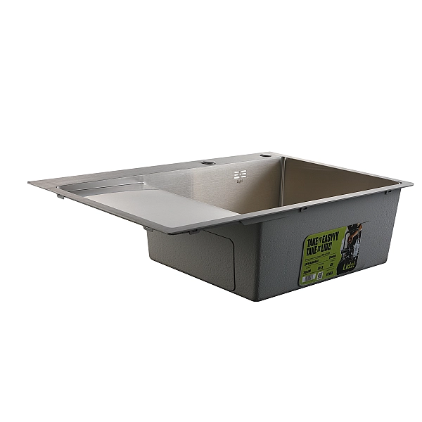 Мойка для кухни интегрированная Lidz Handmade Max 500 H7849L Brushed Steel, 3,0/1,0 мм, крыло слева, увеличенная чаша LDH7849LBRU49463 - Фото - 4