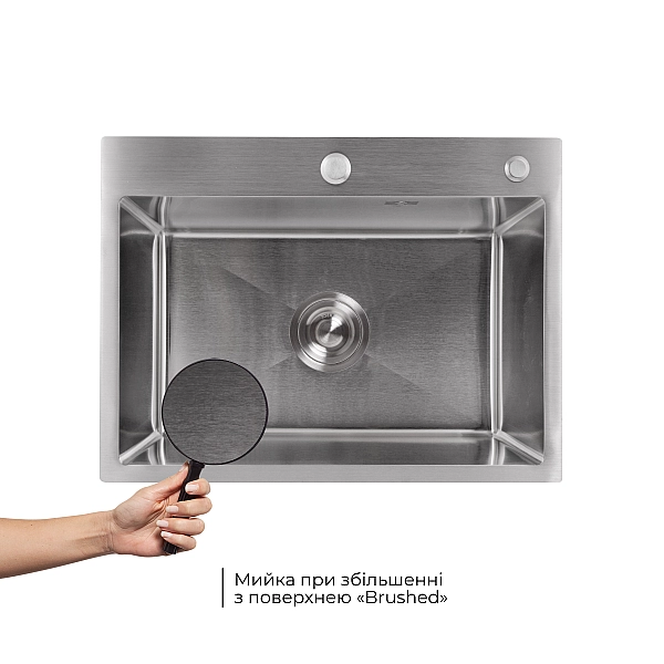 Мийка для кухні інтегрована Lidz Handmade H5843 Brushed Steel 3,0/1,0 мм LDH5843BRU49442 - Фото - 3