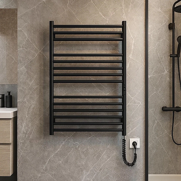 6.1.0302.06.BM Рушникосушка ел. HF Greenwich 770х530 чорний мат, в комплекті з прих.підкл (1 сорт) - Фото - 8