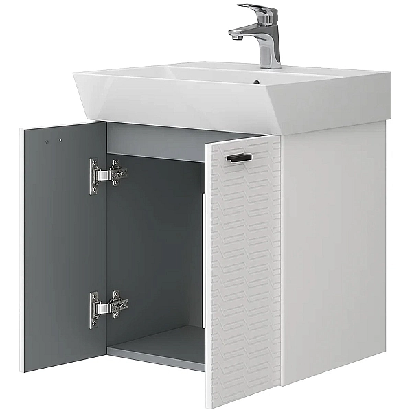 484050W Flow Тумба 50 з умивальником та ручками, білий матовий (1 сорт) - Фото - 3