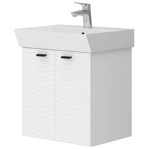 484050W Flow Тумба 50 з умивальником та ручками, білий матовий (1 сорт) - Фото - 2