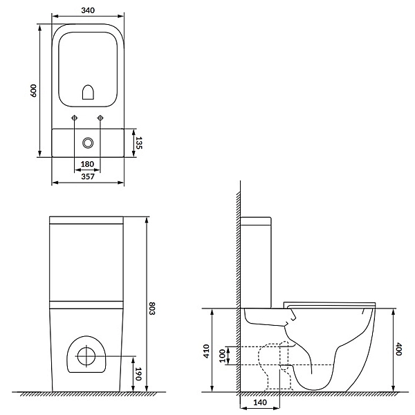 K681-063 Компакт 930 Remo Pro Square Tornado 011, приставний до стіни, безобідковий CleanOn, сидіння SLIM Duroplast із Softclose і ф-ією швидкого зняття, колір білий глянець (1 сорт) - Фото - 5