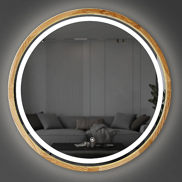 Perfection Slim Дзеркало з підсвіткою LED дуб натуральний 850мм (аурна,фронтальна,сенсорна (1 сорт) - Фото - 6