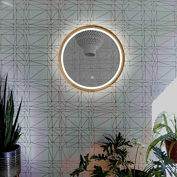 Perfection Slim Дзеркало з підсвіткою LED дуб натуральний 850мм (аурна,фронтальна,сенсорна (1 сорт) - Фото - 7