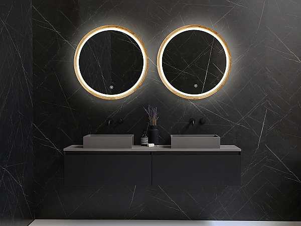 Perfection Slim Дзеркало з підсвіткою LED дуб натуральний 850мм (аурна,фронтальна,сенсорна (1 сорт) - Фото - 4