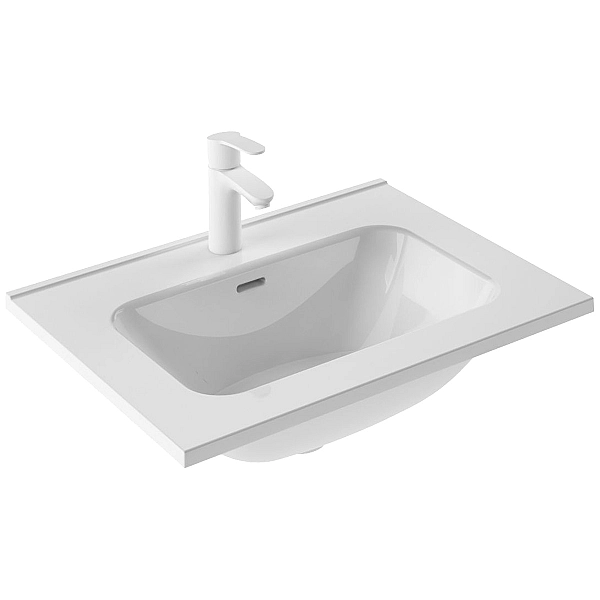C0072604 (125617+126222) Тумба VITALE 60 на 2 ящики, білий + раковина керамічна Enzo, білий глянець (1 сорт) - Фото - 4