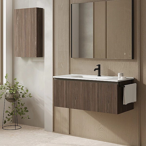 131795+126225 Тумба VORA 100 1 ящ, +   раковина біла ENZO,  WALNUT NOTE (1 сорт)
